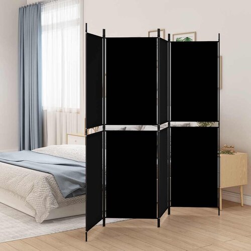 Sobna pregrada s 4 panela crna 200 x 180 cm od tkanine Cene