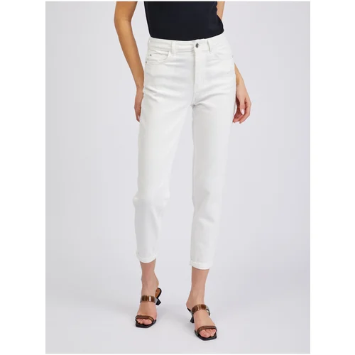 Orsay White Womens Shortened Mom Fit Jeans - Women