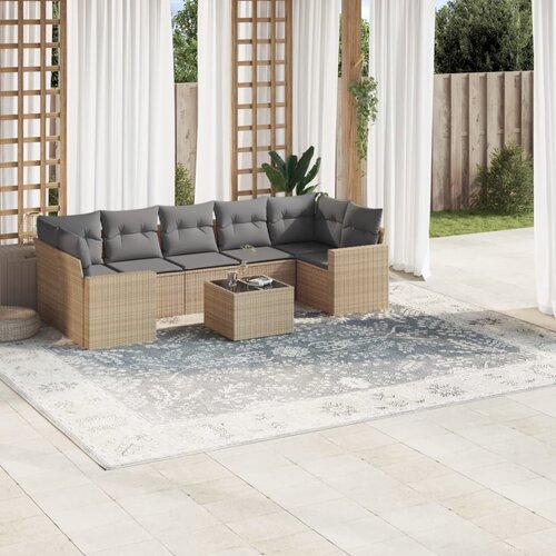 vidaXL 8-dijelni set vrtnih sofa od poliratana s jastucima bež Cijene