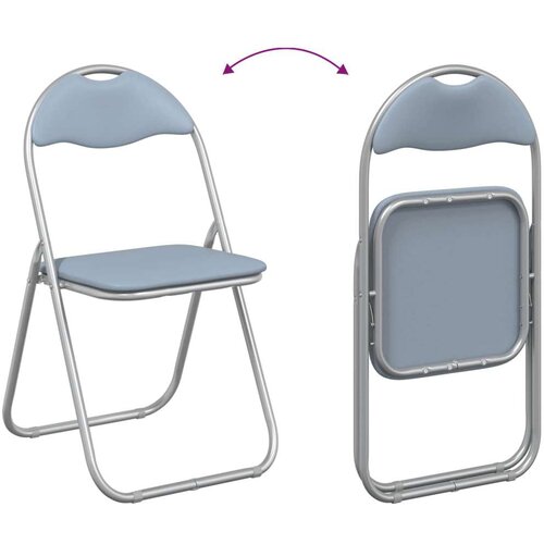  Sklopiva stolica 2 pcs Sivi 48 x 43 5 x 81 cm Lažna koža - Sivi 2 Slike