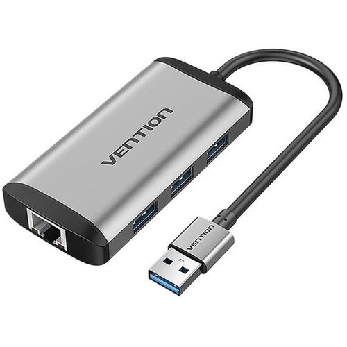 Vention USB 3.0 Hub sa 3 ulaza USB3.0 i Gigabit Ethernet ulazom - Sivi Slike