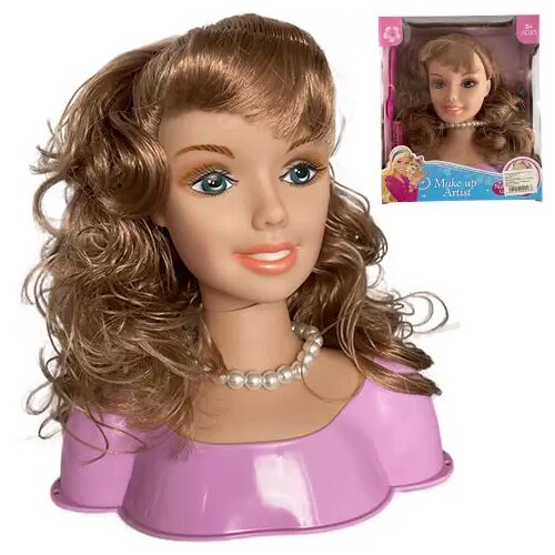 Magic Toys Glava lutke smeđe kose za če&scaron;ljanje s bisernom ogrlicom i dodacima Cijene