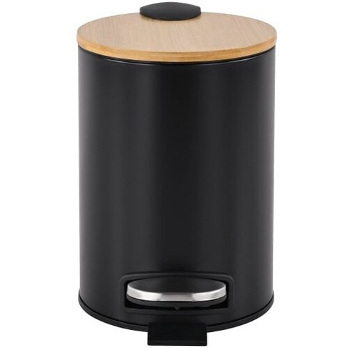 Teesa TSA0407 kupaonski ko&amp;scaron; za smeće s pedalom 3 L &amp;ndash; Soft Close, bambus, mat crna Slike