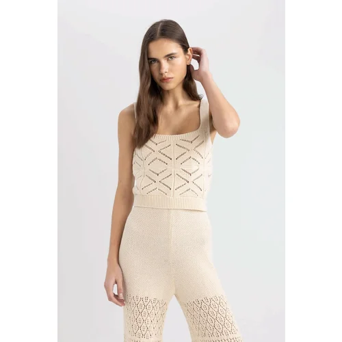 Defacto Crop Square Neck Crochet Undershirt