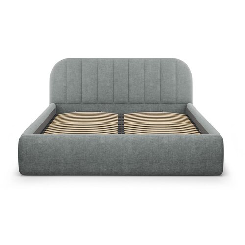 Windsor &amp;amp; Co Sofas Temno siva oblazinjena zakonska postelja s prostorom za shranjevanje z letvenim dnom 200x200 cm Juno &amp;ndash; Slike