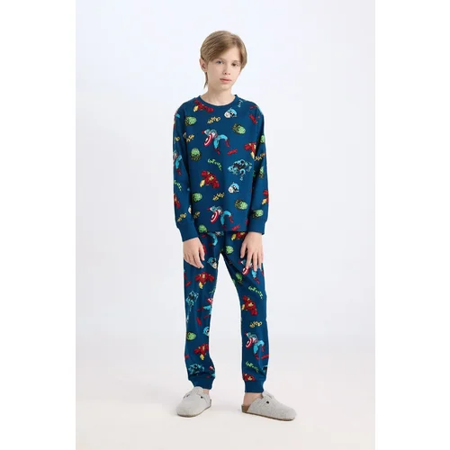 Defacto Boys Marvel Comics Regular Fit Long Sleeve Top Long Bottom Pajama Set