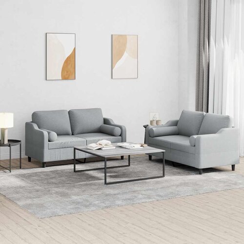  2-dijelni set sofa s jastucima svjetlosivi od tkanine Cijene