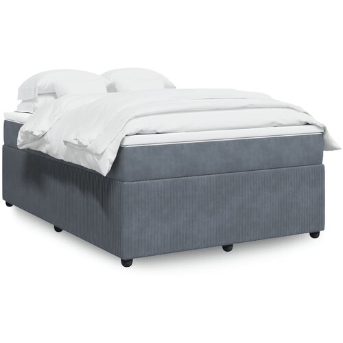 VidaXL Box spring postelja z vzmetnico temno siva 160x200 cm žamet Slike