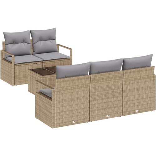  6 delna vrtna sofa garnitura z blazinami bež poli ratan Cene