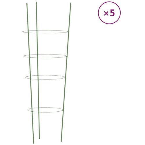 vidaXL Kolci za vrtne biljke s 4 prstena 5 kom zeleni 90 cm čelični Cijene