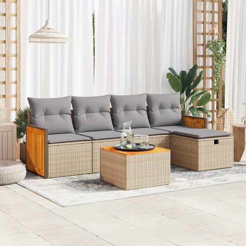 vidaXL 6-dijelni set vrtnih sofa s jastucima bež od poliratana Cijene