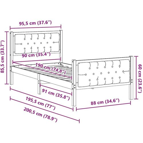  Okvir za krevet Tamno siva 90 x 190 cm tkanina Slike