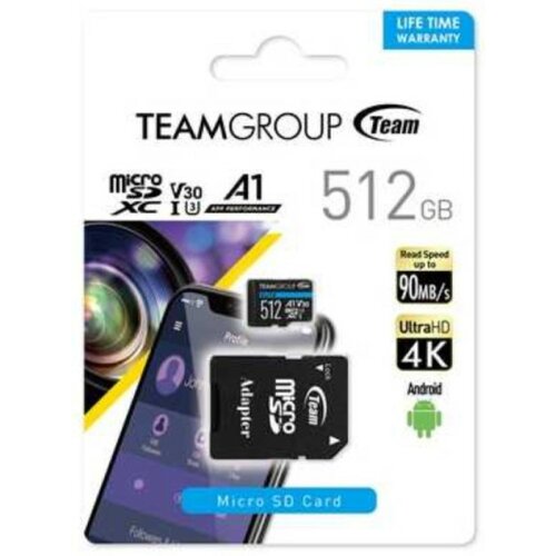Micro TeamGroup micro SDXC 512GB UHS-I ELITE +SD adapter TEAUSDX512GIV30A103 Cene