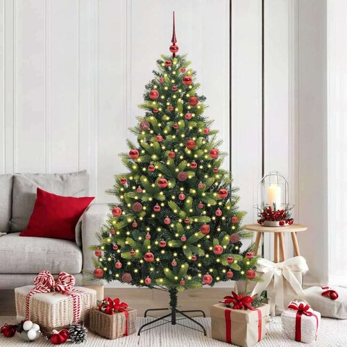 vidaXL Umjetno skladno božićno drvce s 300 LED dioda Zelena 180 cm Cijene