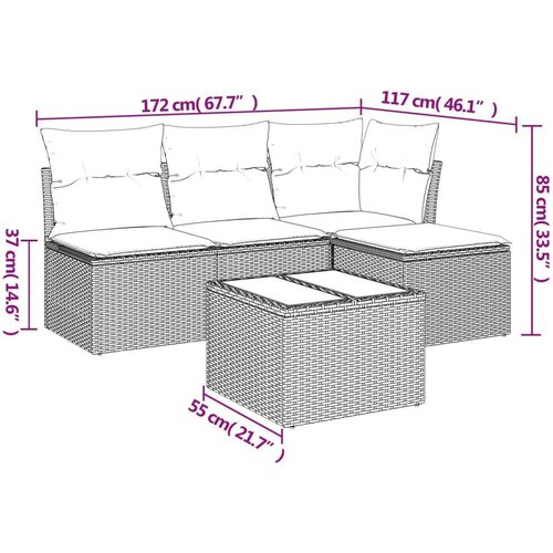 VidaXL 5-dijelni set vrtnih sofa s jastucima poliratan smeđi Slike