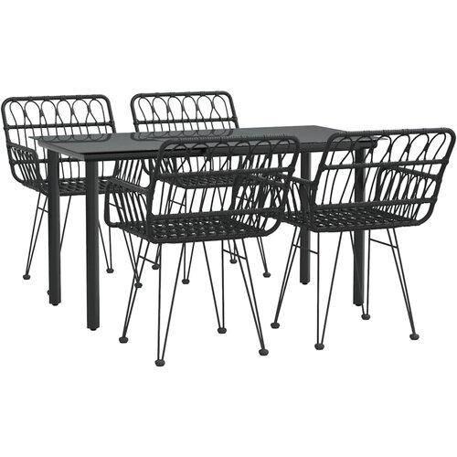  5-dijelni vrtni blagovaonski set od poliratana crni Crna Dužina stola 140 cm Slike