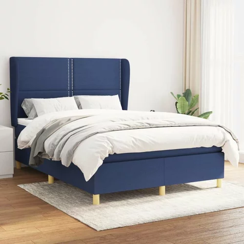  Box spring postelja z vzmetnico modra 140x190 cm blago, (20892665)