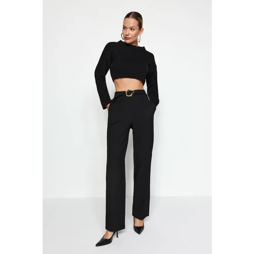 Trendyol Black Belted Woven Trousers