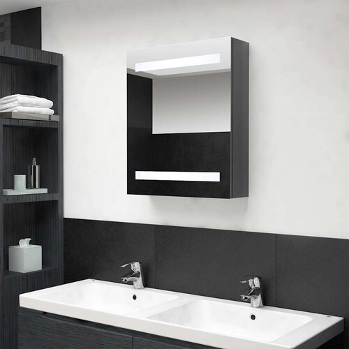  LED kupaonski ormarić s ogledalom sjajni sivi 50 x 14 x 60 cm Cene