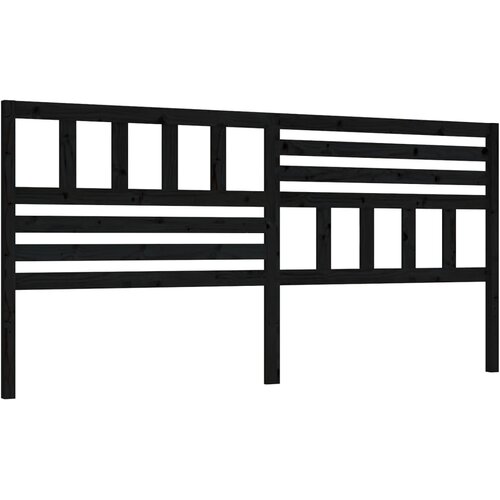  Uzglavlje za krevet crno 186 x 4 x 100 cm od masivne borovine Slike