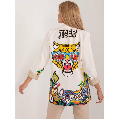 Fashion Hunters Cream jacket with print on the back Cene