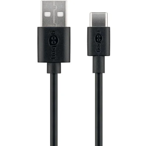 Goobay USB-C - USB-A 0,5m črn polnilni in sync kabel