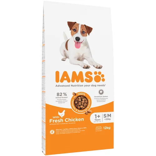 IAMS 10 + 2 gratis! suha pasja hrana 12 kg - For Vitality Dog Adult Small & Medium piščanec