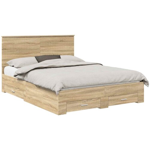 vidaXL konstrukcija postelje sonoma hrast 150 x 200 cm konstruiran les, (5000103316) Cene