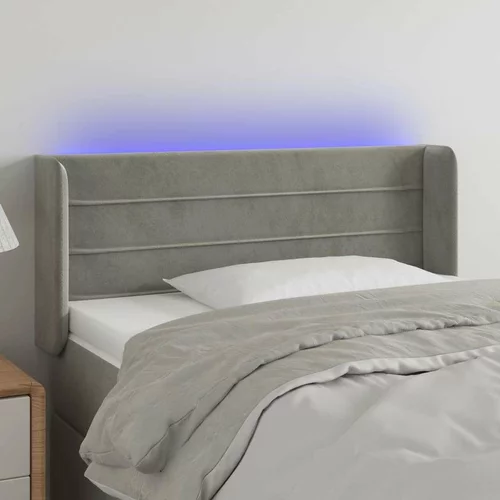  LED posteljno vzglavje svetlo sivo 103x16x78/88 cm žamet, (20738952)