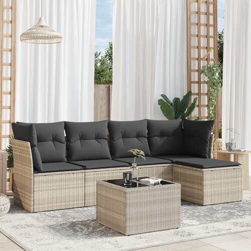 vidaXL 6-dijelni set vrtnih sofa od poliratana s jastucima svjetlosivi Cijene