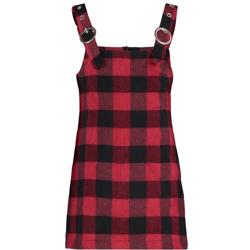 Trendyol Red Check Girl Knitted Dress Slike