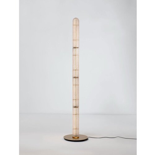 Nova Luce Medeninasta kovinska LED stoječa svetilka s steklenim senčilom (vi&amp;scaron;ina 165,5 cm) Gloree &amp;ndash; Slike