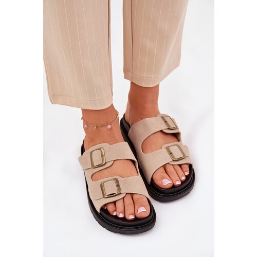Boto Women's Platform Sandals With Buckles Beige Simbes Cene