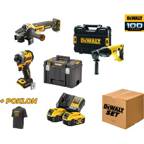Dewalt DWSET1, set tri aku alata DCG405N + DCH133NT + DCF850N + tstak duboki kofer, 2x 5.0Ah, 18V + poklon majica ( DWSET1 ) Cene