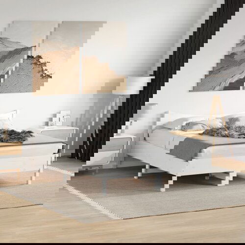  The Living Store Posteljni okvir brez vzmetnice bel 140x200 cm trdna borovina - Posteljni Okvir, (21441536) Slike