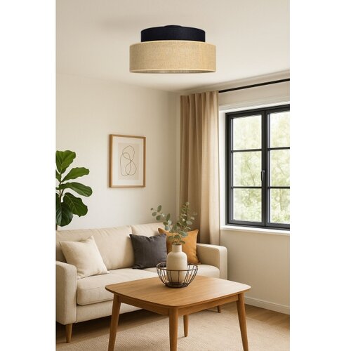  plafonska svetiljka boho 1xE27/60W/230V, prečnik 40 cm, crna/bež Slike