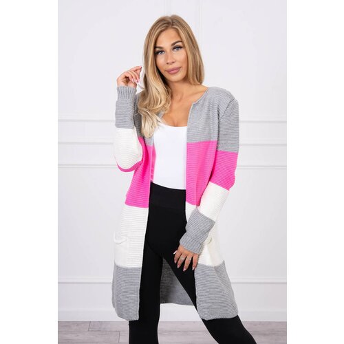 Kesi Cardigan sweater on straps gray+light pink Slike