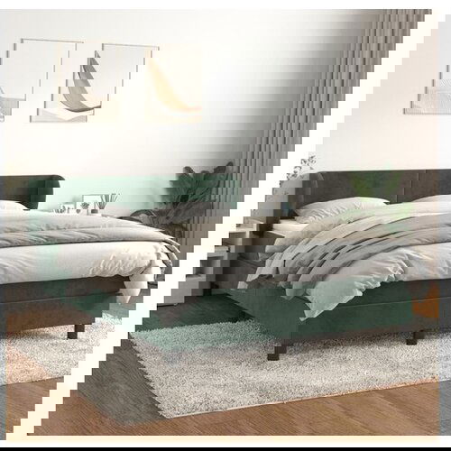 vidaXL Box spring postelja z vzmetnico temno zelena 140x200 Cene