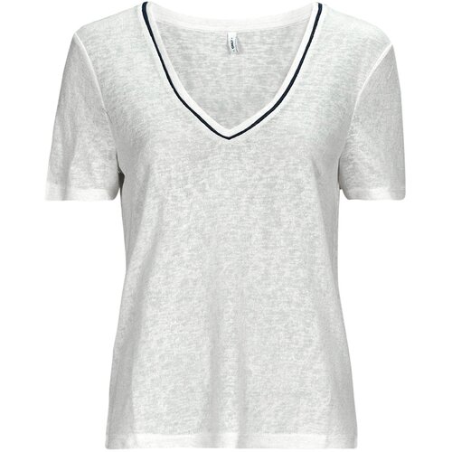 Only Majice s kratkimi rokavi ONLDORIT S/S V-NECK SHINE TOP JRS Bela Slike
