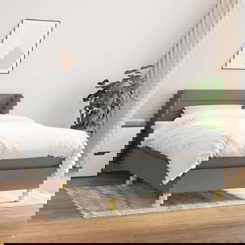 VidaXL Box spring postelja z vzmetnico temno siva 80x200 cm blago Slike
