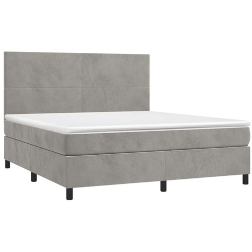 VidaXL Krevet box spring s madracem LED svjetlosivi 180x200 cm bar&amp;scaron;un Slike