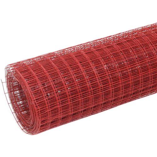 VidaXL Žična mreža za ograjo jeklo s PVC oblogo 10x1,5 m rdeča Slike