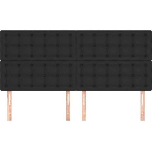  Uzglavlja 4 kom crni 80x5x78/88 cm od umejtne kože Slike