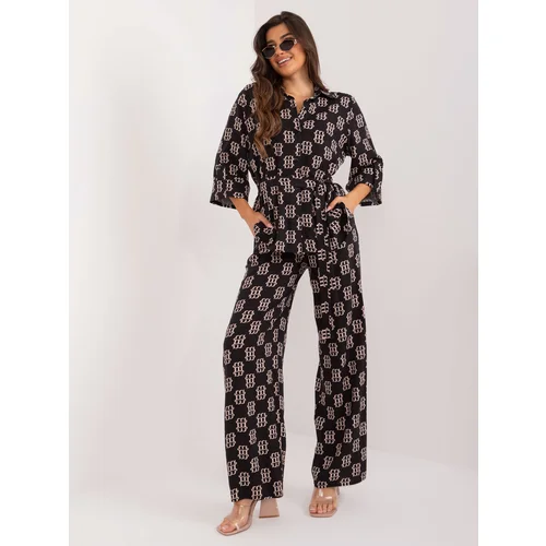 Fashion Hunters Black two-piece summer viscose set