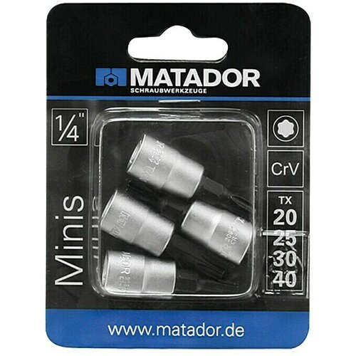 Matador set umetaka za nasadne ključeve (unutarnji torx, 1 x nasadni ključ TX20, 1 x nasadni ključ TX25, 1 x nasadni ključ TX30, 1 x nasadni ključ TX40) Cijene