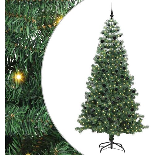vidaXL Božično drevo med 300 LED z stojalom Zelena 240 cm PVC Cene