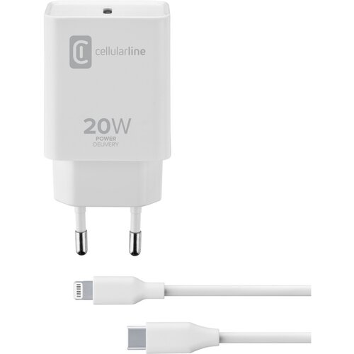 Cellular Line polnilec+kabel usb-c-mfi iphone, 20W, cellularline Slike