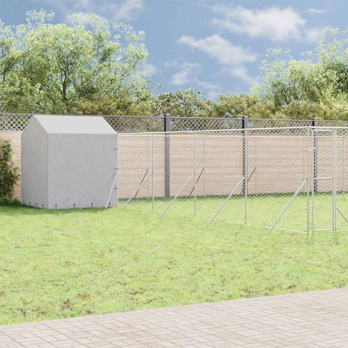  kavez za pse s krovom srebrni 10 x 10 x 2,5 m čelični Cene