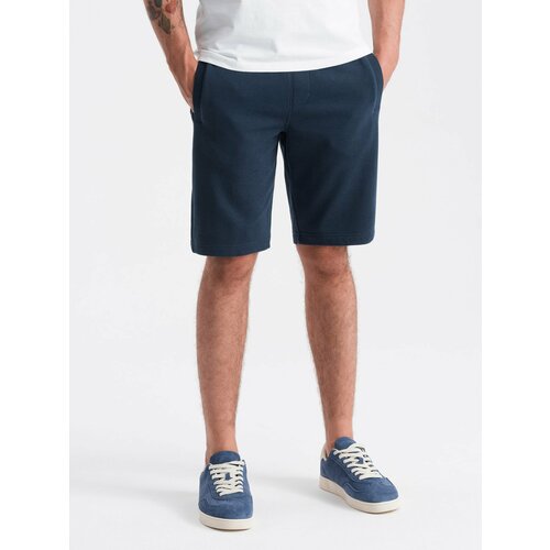 Ombre BASIC men's cotton sweat shorts - navy blue Cene