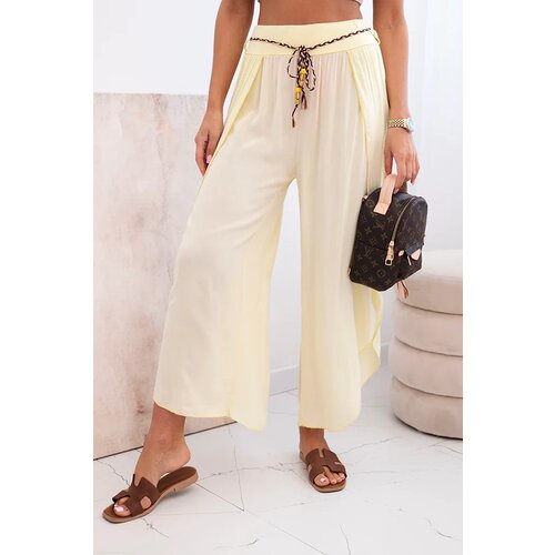Kesi Włoski Women's viscose trousers with leg slit yellow Cijene